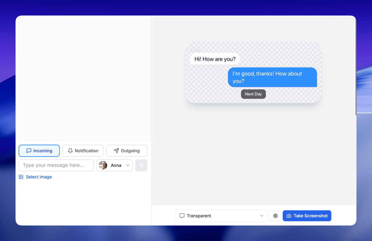 Chat story screenshot with transparent background for video overlay